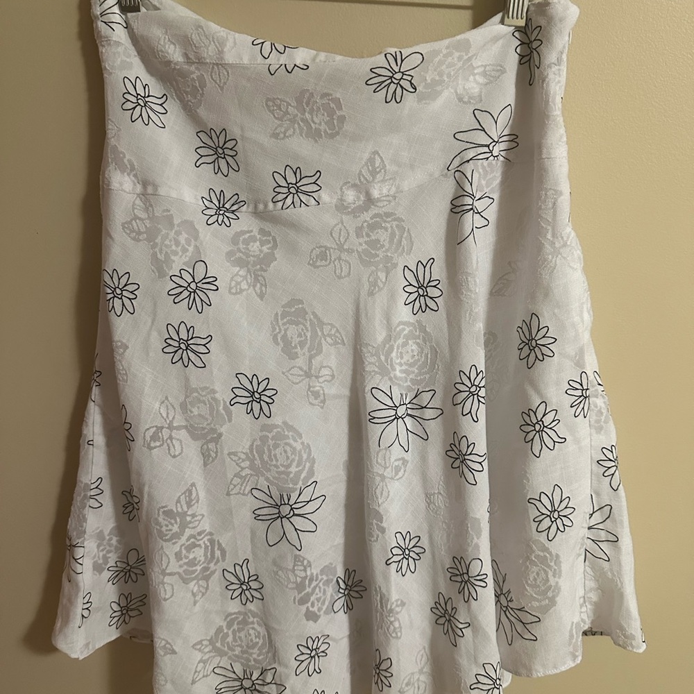 George White Skirt with Black Floral Design